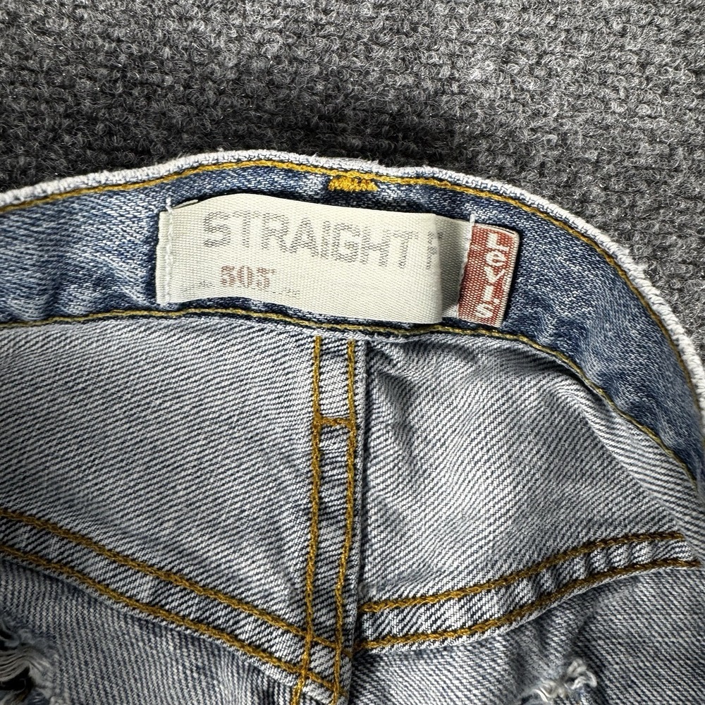 Vintage Levi's 505 Distressed Denim Shorts 34 Light Wash Jorts Streetwear Y2K - Picture 5 of 10